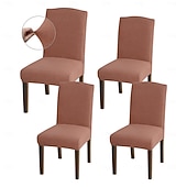 abordables Funda para silla de comedor-Fundas para sillas de comedor de 4/6 piezas, ajustables, elásticas y universales, tipo Parsons, con protectores de asiento extraíbles y lavables a máquina.