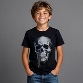  Băieți 3D Grafic Cranii Tricou 3D Fără manșon Manșon scurt Tipărire 3D Primăvară Punk Copii 4-12 ani Zilnic Fit regulat