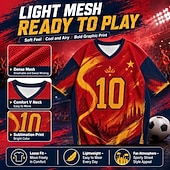 preiswerte Sport- und Fitness-T-Shirts-Fußball-Pokal 2026 Herren Zahlengrafik Spanien T Shirt Jersey Shirts Kurzarm T-Shirt 3D-Druck V Ausschnitt Hemd Sport Streetstyle Sport im Freien Spieltag American Football Rot 4 Rot 3 Rote Frühling