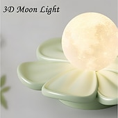 ieftine Montaj Plafon-Lampă de tavan semi-încastrată, corp de iluminat modern pentru hol, cu floare verde din rășină, bec inclus, lumini 3D cu lună pentru insulă de bucătărie, dormitor, living, verandă, coridor