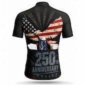  America's 250th Anniversary Men's Rash Guard Cycling Jersey Flag Short Sleeve Bike Jersey Top with 3 Rear Pockets UV Resistant Quick Dry With Pockets Front Zipper Sports Black Clothing Apparel