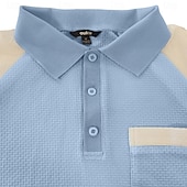  Homme Polo en seersucker Ice Silk Texturé Occasionnel Vacances Col Rabattu Manche Courte Mode Basique Bloc de Couleur Boutons Respirable Printemps & Été Bleu Polo en seersucker Ice Silk