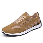 baratos Zapatos Informales con Cordones-Men's Tan Casual Sneakers Lace-Up Lightweight Comfort Walking Shoes Soft Smart Casual Footwear for Daily Wear, Travel, Weekend Outings and Everyday Leisure