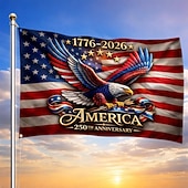  Флаг США к 250-летию независимости, легкий однослойный патриотический флаг для использования на открытом воздухе, памятный флаг Дня независимости Америки 1776-2026.