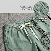 economico Vacanza-Per uomo Shorts Shorts di Lino Pantaloncini Estivi Shorts da Spiaggia Coulisse Elastico in vita Stampato Geometrico Comodità Traspirante Lunghezza al ginocchio Quotidiano All'aperto Ferie Vacanza Moda