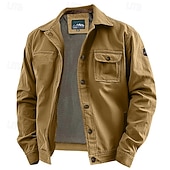 cheap Cargo Jackets-Men's Lightweight Jacket Cargo Jacket Casual Jacket Daily Vacation Wearable Pocket Spring Fall Plain Fashion Classic Lapel Regular Navy Blue Khaki Army Green Jacket