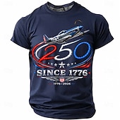  4. Juli 2026 250. Herren US Flagge 1776 T Shirt Kurzarm T-Shirt 3D-Druck Rundhalsausschnitt Hemd Patriotisch Täglich Festival Blau Schwarz Grün Sommer Frühling Bekleidung S M L XL XXL XXXL