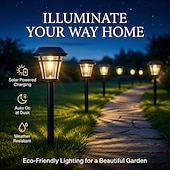 olcso Pathway Lights &amp; Lanterns-4 db napelemes kerti lámpa, kültéri vízálló ösvényvilágítás udvarra, gyepre, teraszra, virágágyásba, villába, nyári partira, kempingezéshez, tájdekorációhoz
