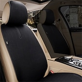  Universal 7pcs Car Seat Covers Full Set, Breathable Linen Front and Rear Seat Cushions with Backrest Protectors, Airbag Compatible Seat Pad for Most Cars, SUV, Truck, Storage Pockets