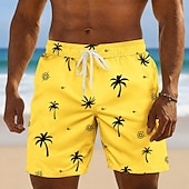 preiswerte Tropische Pflanzen &amp; Blumen-Herren Kokospalme Tropische Pflanzen Badehosen Badeanzüge Badeshorts Boardshorts Mittlere Taille Hawaiianisch Täglich Strandurlaub Seitentaschen Netzfutter Elastischer Kordelzug in der Taille Designer