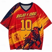 preiswerte Sport- und Fitness-T-Shirts-Fußball-Pokal 2026 Herren Zahlengrafik Spanien T Shirt Jersey Shirts Kurzarm T-Shirt 3D-Druck V Ausschnitt Hemd Sport Streetstyle Sport im Freien Spieltag American Football Rot 4 Rot 3 Rote Frühling