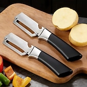 baratos Utensílios para cozinhar e guardar Fruta &amp; Vegetais-Conjunto de 2 descascadores e abridores de garrafa multifuncionais em aço inoxidável, utensílio de cozinha 2 em 1, descascador resistente para frutas e legumes como batatas, cenouras, pepinos e maçãs,