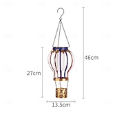 זול אורות נתיבים ופנסים-Outdoor Solar Hanging Lantern, Waterproof Metal Hot Air Balloon Decor with Flickering Flame LED, Patio Garden Porch Tree Balcony Fence Party Wedding Ambient Lighting
