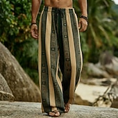 preiswerte Ethnische Hosen-Herren Geometrisch Gestreift Böhmische Hose Hosen Hose Baggy-Hosen Mittlere Taille Ethnisch Vintage-Retro Outdoor Urlaub Alltagskleidung Kordelzug Elastischer Bund Weites Bein Sommer Frühling 3D-Druck