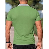 abordables Polo classique pour homme-Homme Chemises Polo Gaufre Polo Occasionnel Rue Revers Manche Courte Basique Moderne Bloc de Couleur Avec Poches Poids Léger Été Printemps Coupe régulière Noir Blanche Bleu Roi Vert Kaki Chemises