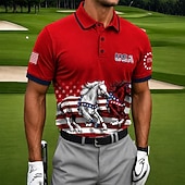  2026 250º Camisetas Polo Masculinas Americanas com a Bandeira dos EUA Camisas de Golfe Esportivas Manga Curta Camisas Polo Camisas com Gola Casual Athleisure Uso Diário Impressão em 3D Botões Malha