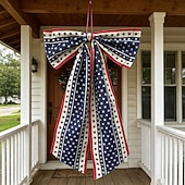 economico 250° Anniversario-Fiocco decorativo per il 250° anniversario degli Stati Uniti, fiocco patriottico da appendere, rosso, bianco e blu, ghirlanda per la porta del 4 luglio, fiocco per la porta d'ingresso, portico,