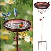 cheap Outdoor Decoration-Metal Bird Bath for Outside with 2 Bird Decor, Hummingbird on Pole &amp; Sparrow on Bowl, 98cm 38.5 Inch Height Garden Birdbath, 30cm 12 Inch Antique Bronze Freestanding Birdfeeder Bath for Yard Patio