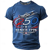  4. Juli 2026 250. Herren US Flagge 1776 T Shirt Kurzarm T-Shirt 3D-Druck Rundhalsausschnitt Hemd Patriotisch Täglich Festival Blau Schwarz Grün Sommer Frühling Bekleidung S M L XL XXL XXXL