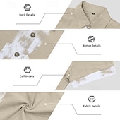 baratos Classic-Men's Shirt Linen Shirt Viking Style Summer Shirt Button Up Shirt Solid Color Casual Vacation Blue Black White Khaki Short Sleeve Turndown Summer Spring Clothing Apparel