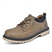 baratos Sapatos Casuais com Cadarço-Tênis masculino branco casual de couro com cadarço, leve e confortável para caminhadas, calçado resistente e elegante para uso diário, viagens, deslocamentos e passeios de fim de semana.