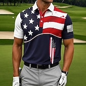 economico Polo Patriottico 250-4 luglio 2026 250° Per uomo Bandiera Americana Golf Polo Sportivi Manica Corta Magliette polo Camicie con Colletto Casual Athleisure Abbigliamento quotidiano Abbigliamento da festa Stampa 3D Bottoni