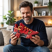 cheap Casual Sneakers-Men's Red Athletic Sneakers, Lace-Up Sport Running Shoes, Bold Colorblock Training Shoes for Gym, Streetwear, Outdoor