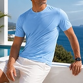 abordables t-shirts de base-Homme T-shirt Manche Courte Col ras du cou Été Printemps Uni Occasionnel Athlétique Séchage Rapide Mince Occasionnel Quotidien Sports Bleu Ciel Blanche Gris T-shirt haut de gamme pour homme