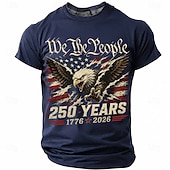 billige Patriotiske 250 T-skjorter-4. juli 2026 250. Herre USAs flagg 1776 T skjorte Kortermet T skjorte 3D-utskrift Crew-hals Skjorte Patriotisk Daglig Festival Blå Svart Rød Sommer Vår Klær S M L XL XXL XXXL