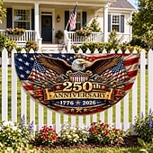 preiswerte Wimpelkette-Wimpelkette zum 250. Jahrestag der Unabhängigkeit der USA (1776–2026), halbrunder Fächer, patriotische amerikanische Wimpelkette für den Außenbereich, z. B. für Haus, Veranda, Garten oder als Dekoration zum Unabhängigkeitstag.
