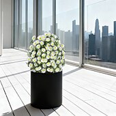 baratos Flor artificial-Estaca de crisântemo artificial branco de 56 cm (22 polegadas), topiaria de margarida artificial para casa, jardim e quintal. &amp;decoração de jardim, casamento &amp;Flores artificiais duráveis para festas,