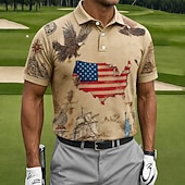  Amerikan itsenäisyyspäivä Miesten Yhdysvaltain Yhdysvaltain lippu Golf Poolopaidat Lyhythihainen Poolopaidat Kauluskäänne Vapaa-aika Urheilu- ja treenivaatteet Festivaalin asu 3D-tulostus Napit Kes
