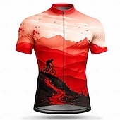 abordables Maillots Hombre-Hombre Maillot de Ciclismo Ombre Manga Corta Bicicleta Maillot Camiseta con 3 bolsillos traseros Resistente a los rayos UV Secado rápido Con bolsillos Cremallera delantera Deportes Amarillo Rojo Azul