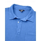 cheap Men's Classic Polo-SoftFade™ Men's Polo Shirts 100% Cotton Acid Wash Shirt Casual Holiday Lapel Short Sleeve Fashion Basic Plain Vintage Distressed Summer Spring Blue Polo Shirts