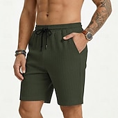 cheap Casual Shorts-Men's Shorts Summer Shorts Beach Shorts Casual Shorts Jacquard Pocket Elastic Waist Plain Comfort Breathable Knee Length Outdoor Beach Vacation Vacation Fashion Khaki Black Micro-elastic