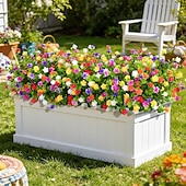  24 Bundles Artificial Flowers for Outdoors Decoration Fake Flowers UV Resistant Faux Plastic Greenery Eucalyptus Plants for Spring Summer Garden Patio Indoor Outdoor Home Decor, Multicolor
