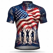  Amerika's 250e verjaardag Voor heren Uitslagbescherming Wielrenshirt Amerikaanse Amerikaanse vlag Korte mouw Fietsen Shirt Kleding Bovenlichaam met 3 achterzakken UV-bestendig Sneldrogend Met zakken