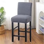cheap Dining Chair Cover-Stretch Polar Fleece Short Back Chair Cover - Elastic Bar Stool Slipcover for Counter Height Chairs, Soft Washable Dust-Proof Seat Protector