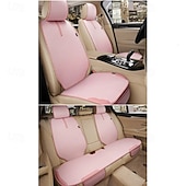  Universal 7pcs Car Seat Covers Full Set, Breathable Linen Front and Rear Seat Cushions with Backrest Protectors, Airbag Compatible Seat Pad for Most Cars, SUV, Truck, Storage Pockets