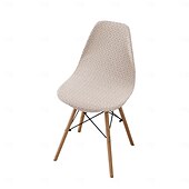 abordables Funda para silla de comedor-Funda elástica de sarga para silla, funda elástica con respaldo festoneado para silla de comedor.