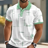  Per uomo Geometrico Polo Manica Corta Magliette polo Camicie con Colletto Business Casual All'aperto Athleisure Abbigliamento quotidiano Stampa 3D Bottoni Primavera & Estate Blu Rosso Blu marino