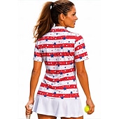  America's 250th Anniversary Women's Stripes Shirt Sport Shirt Golf Polo Shirt Tennis Shirt Short Sleeve Floral Buttons UPF50+ UV Resistant High Elasticity Moisture Wicking Breathable Volleyball