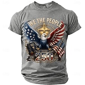 abordables Camisetas Patrióticas 250-4 de julio de 2026, 250 aniversario Hombre Águila Bandera de EE. UU. Camiseta Manga Corta Camiseta Impresión 3D Cuello Barco Camisa Patriótico Diario Festival Azul Piscina Negro Blanco Verano