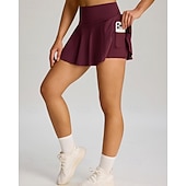 cheap Women's Skirts &amp; Skorts-Women's Solid Colored Casual Skirt Tennis Skirts with Shorts Sport Skirt Pocket High Waist Quick Dry Elastic Sweat-Wicking Breathable Tennis Golf Running Skirt Black Red Navy Blue Tennis Clothing