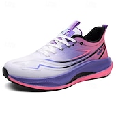 baratos Tênis de Corrida Masculinos-Tênis de corrida masculino branco e roxo - tênis esportivo leve e respirável - tênis atlético com amortecimento para homens, ideal para corrida, exercícios na academia, caminhada e uso diário ativo.