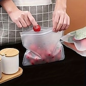 abordables Ustensiles et gadgets de cuisine-Lot de 8 sacs de conservation en silicone réutilisables, à fermeture automatique, parfaits pour les fruits, les légumes, les sandwichs et la viande – la solution idéale pour organiser votre