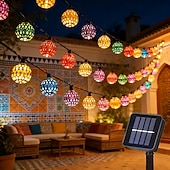 cheap Solar Outdoor Lights-Solar Powered Garden Fairy String Lights Iron Moroccan Ball Fairy Lights 12m 100LEDs for Home Yard Balcony Porch Trees Outdoor Party Decoration