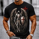  Herren Tempelritter Kreuz T Shirt Kurzarm T-Shirt 3D-Druck Rundhalsausschnitt Hemd Religiös Täglich Straße Ferien Schwarz Khaki Ganzjahres Bekleidung S M L XL XXL XXXL