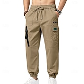 economico Pantaloni cargo-Per uomo Pantaloni Cargo Joggers Pantaloni Coulisse Elastico in vita Multi-tasche Tinta unica Antivento Comodità Quotidiano All'aperto Ferie Streetwear Elegante Cachi Nero Inelastico