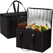 abordables Recreación al Aire Libre-2 bolsas isotérmicas grandes y extragrandes, mantienen la comida caliente o fría durante varias horas: bolsa de compras, bolsa térmica suave, adecuada para catering/doordash, bolsa isotérmica para